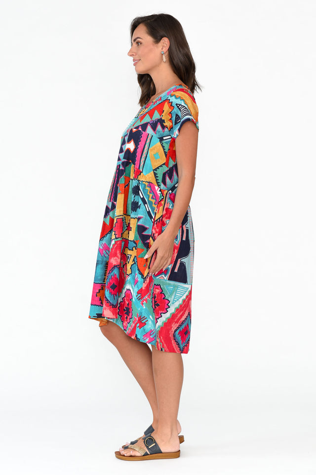 Zio Blue Abstract Organic Cotton Dress image 3