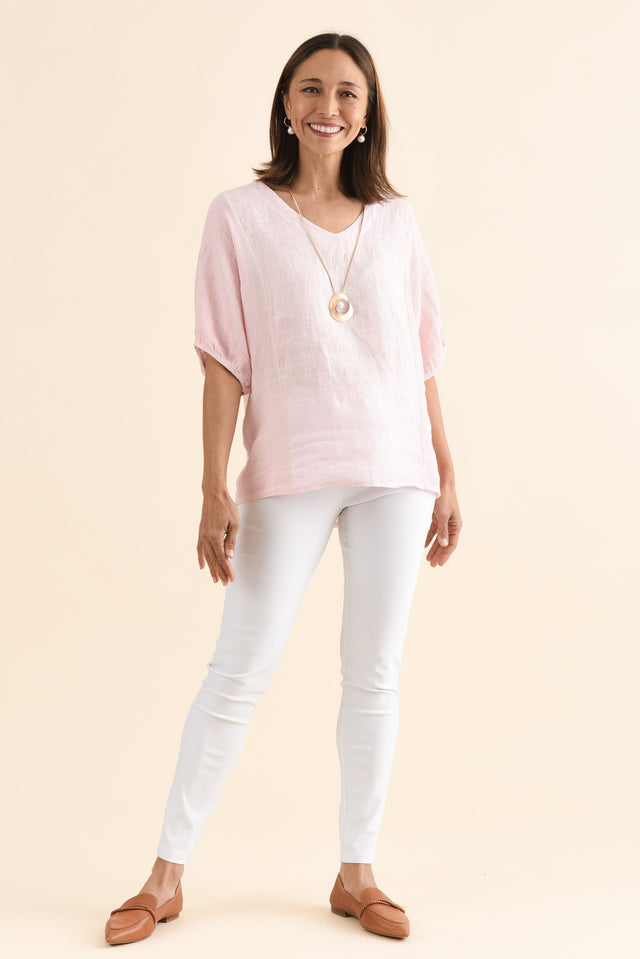 Ziola Blush Linen Cotton Top,Full Body,Brunette model,alt text|model:Cara image 2
