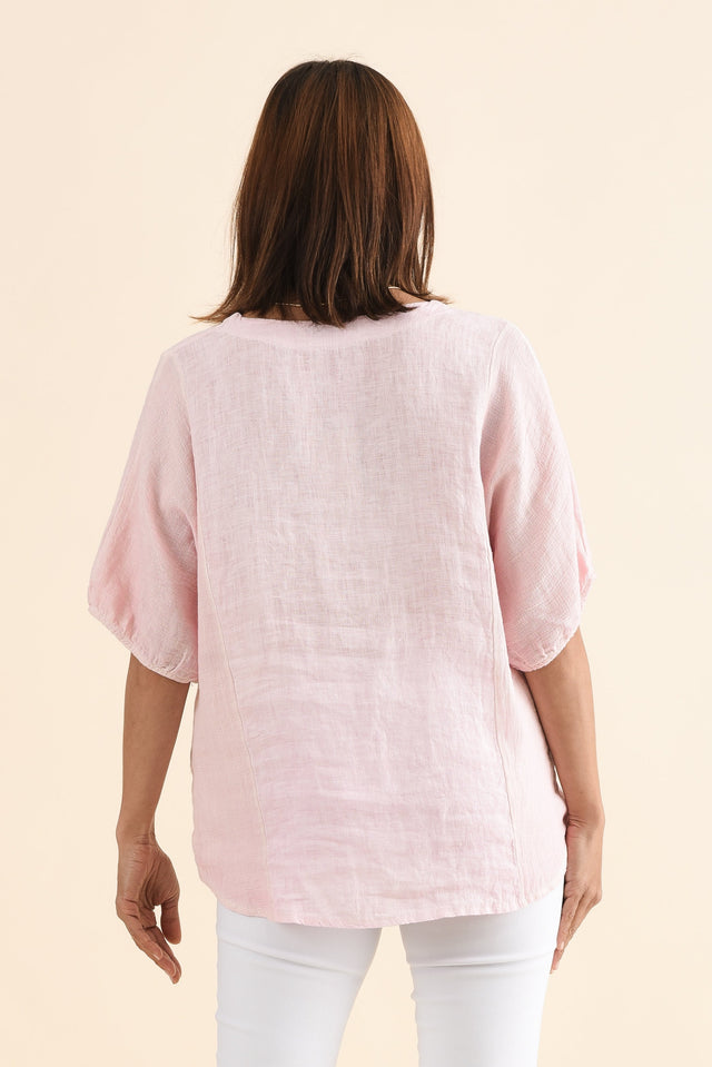 Ziola Blush Linen Cotton Top,Back,Brunette model,alt text|model:Cara image 4