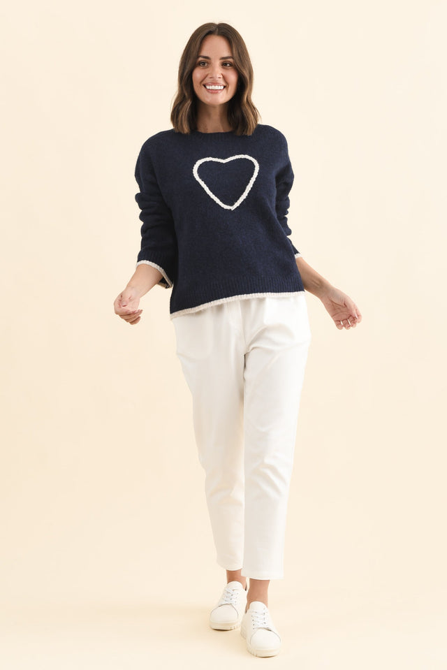 Zoe Navy Heart Knit Jumper,Brunette model,alt text|model:MJ image 7