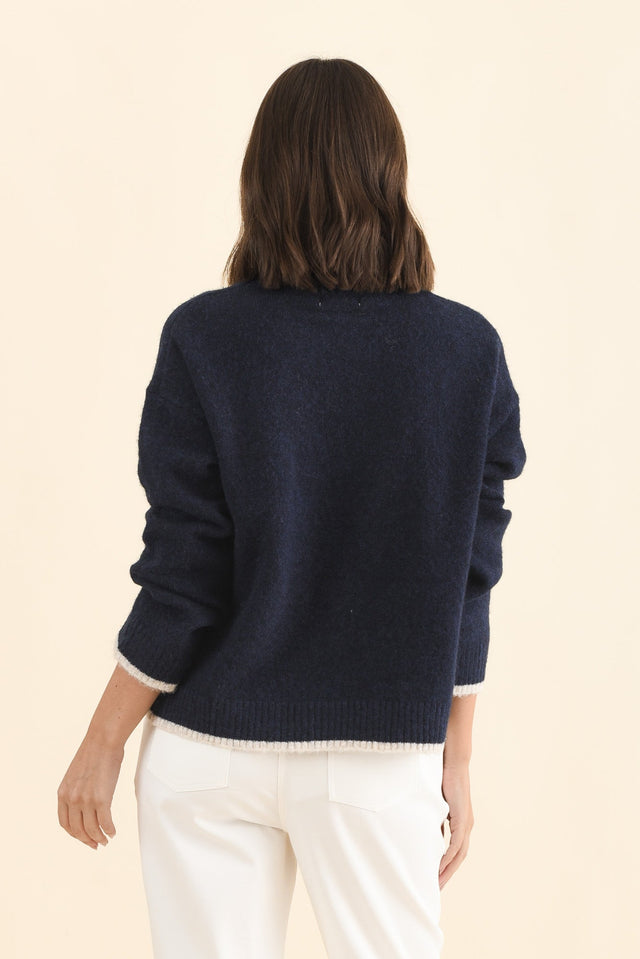 Zoe Navy Heart Knit Jumper,Brunette model,alt text|model:MJ image 5