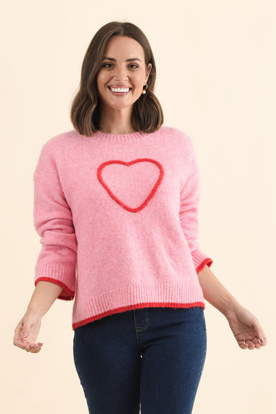 Zoe Pink Heart Knit Jumper