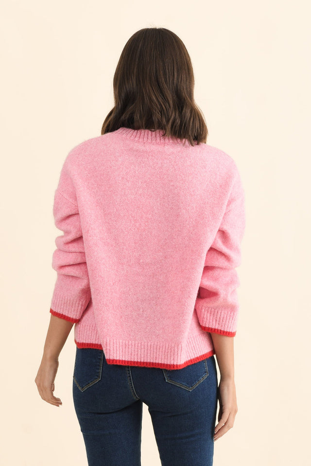 Zoe Pink Heart Knit Jumper,Brunette model,alt text|model:MJ image 5