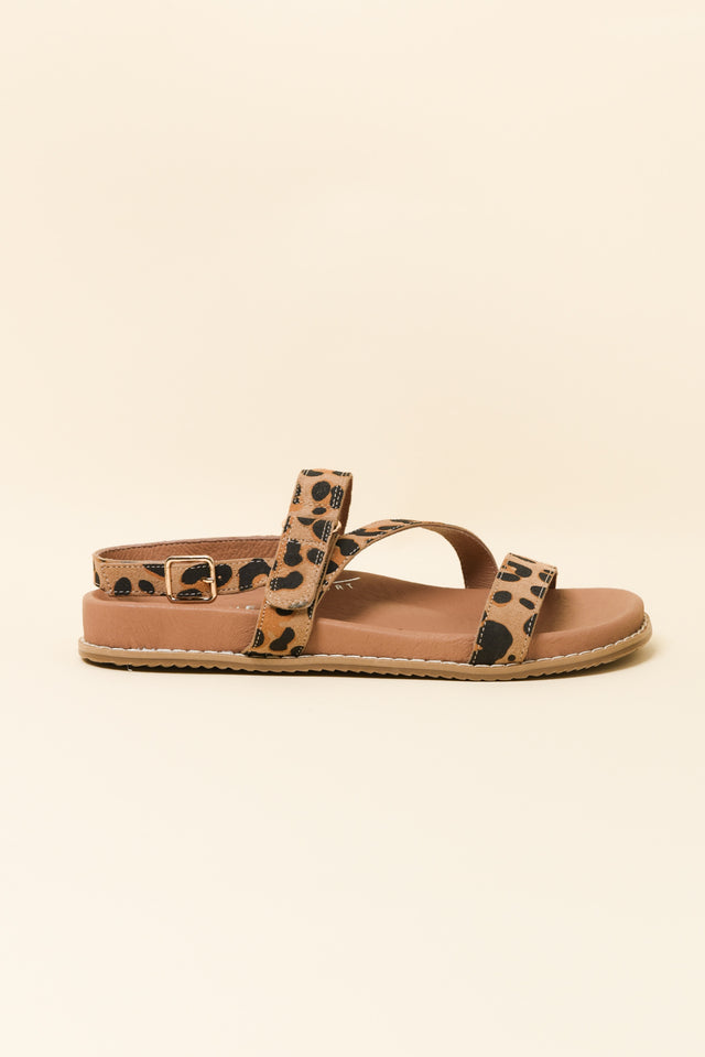 Zorba Brown Leopard Leather Sandal