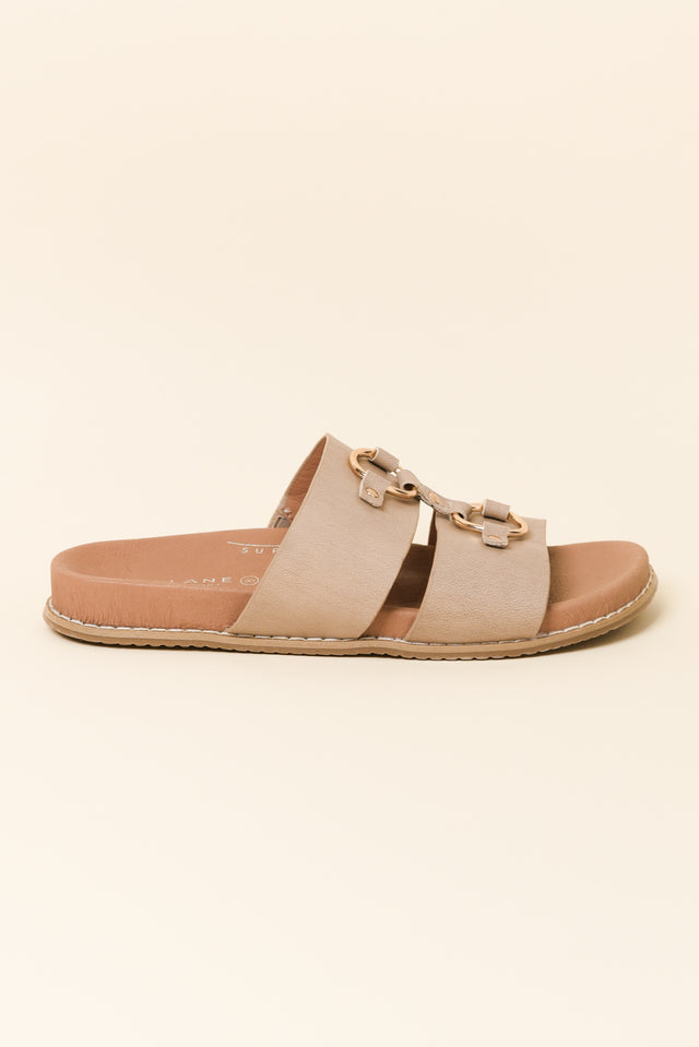Zuma Taupe Leather Slide