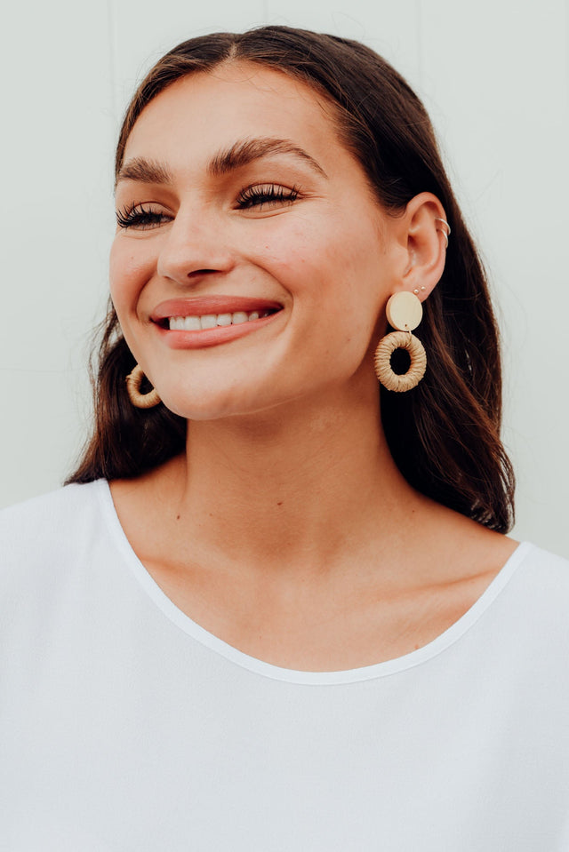 Arli Tan Woven Earrings
