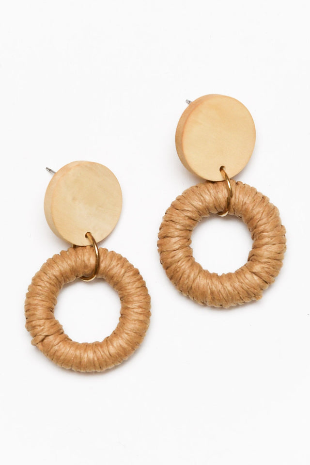Arli Tan Woven Earrings