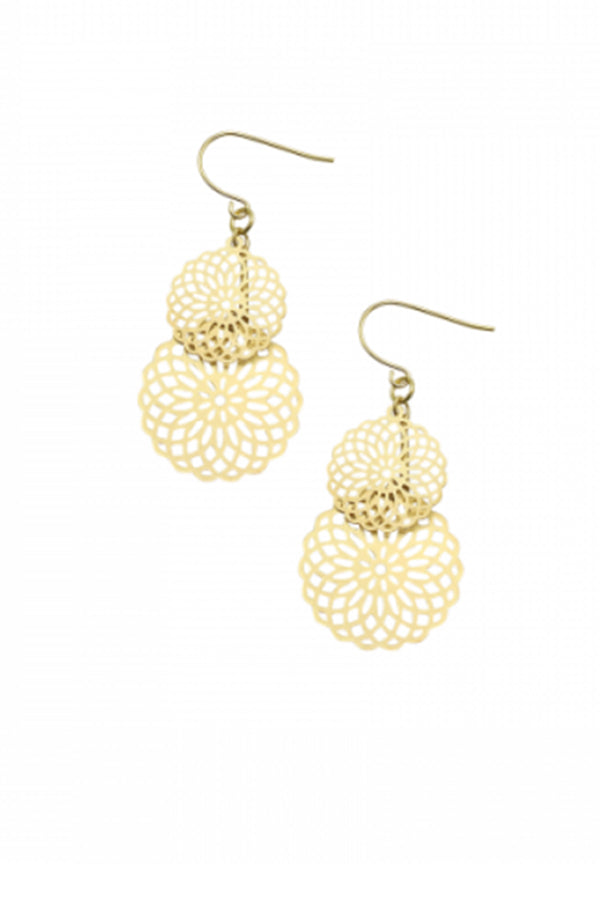 Gold Double Kaleidoscope Earring - Blue Bungalow image 1