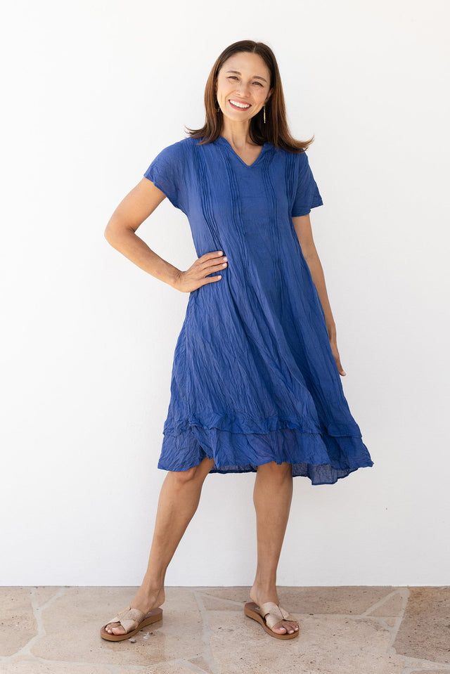 Stassi Indigo Crinkle Cotton Dress,Lifestyle