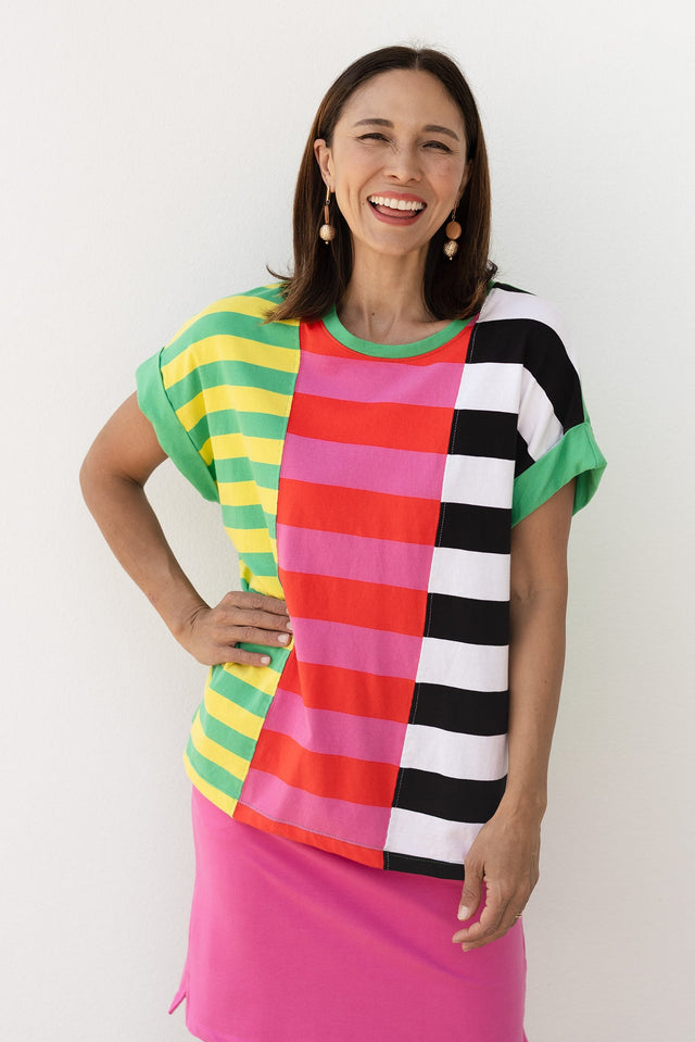 Copacabana Multi Stripe Cotton Tee,Lifestyle