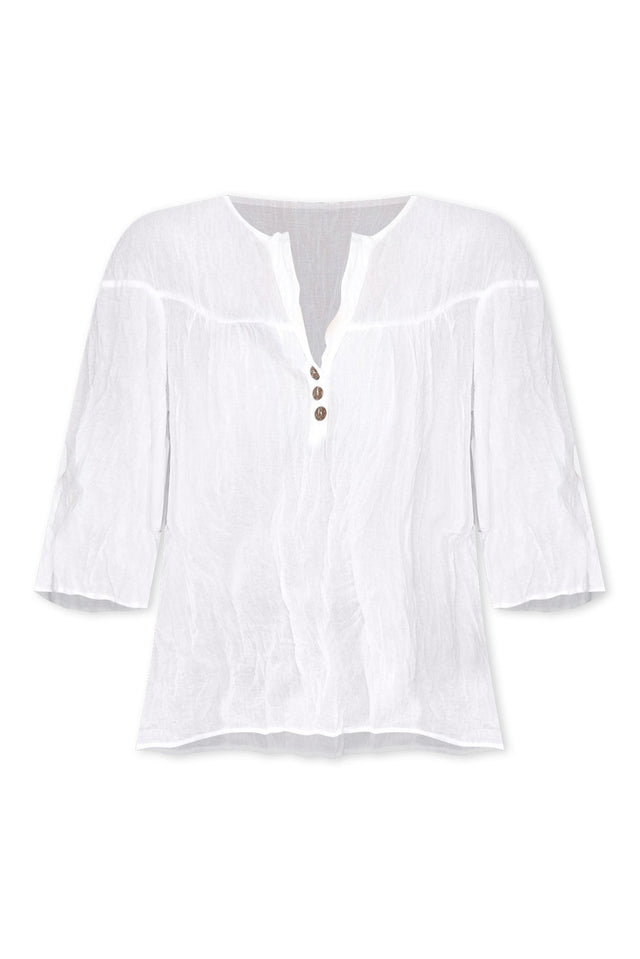 Blaise White Cotton Button Top image 3