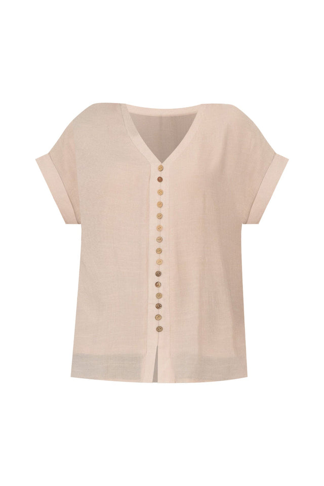 Miray Beige Button Top image 3