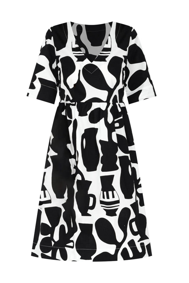 Brightside Black Abstract Cotton Dress,ghost-mani