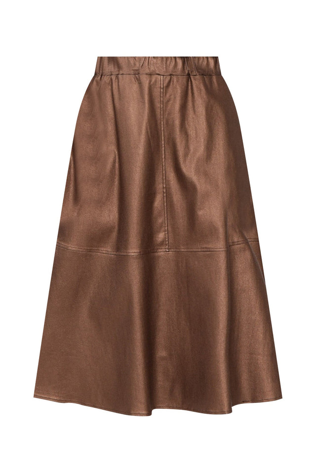 Oriel Bronze Faux Leather Midi Skirt,ghost-mani image 2