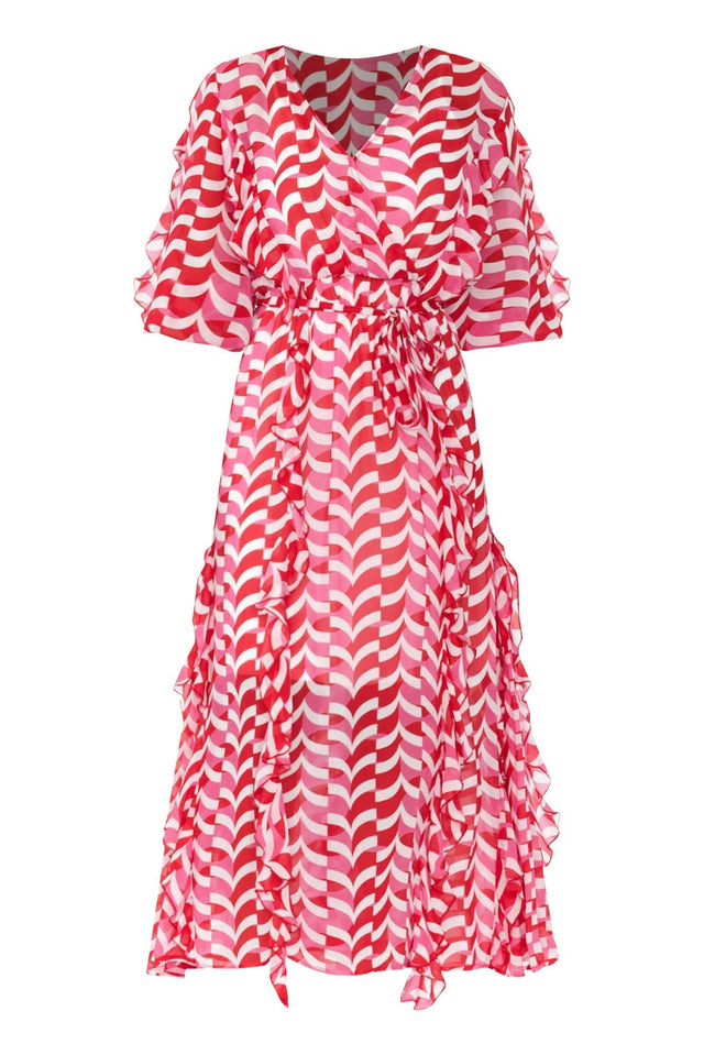 Just Love Pink Geo Ruffle Dress,ghost-mani image 2
