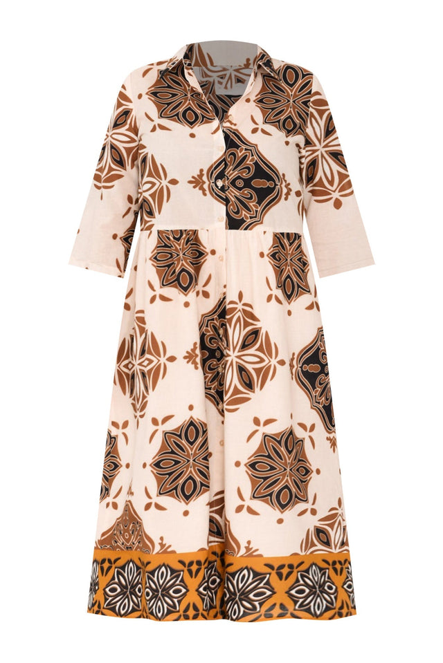 Madelina Brown Mosaic Cotton Dress,ghost-mani