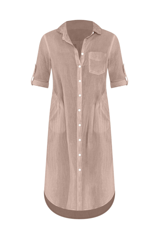Hailey Taupe Cotton Button Kaftan,ghost-mani