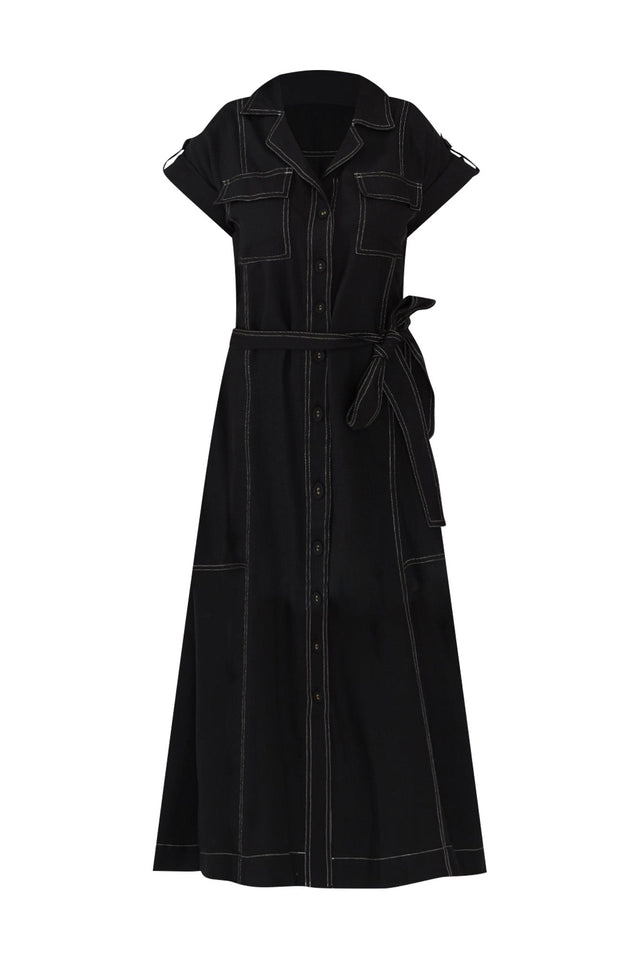 Patricia Black Cotton Blend Tie Dress,ghost-mani
