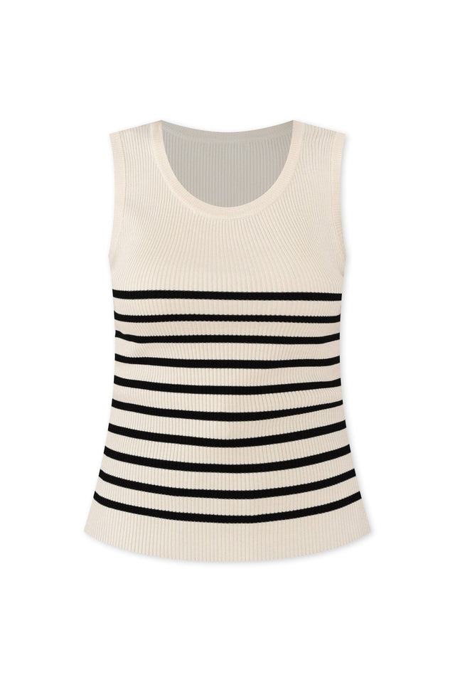 Amba Black Stripe Ribbed Tank,ghost-mani