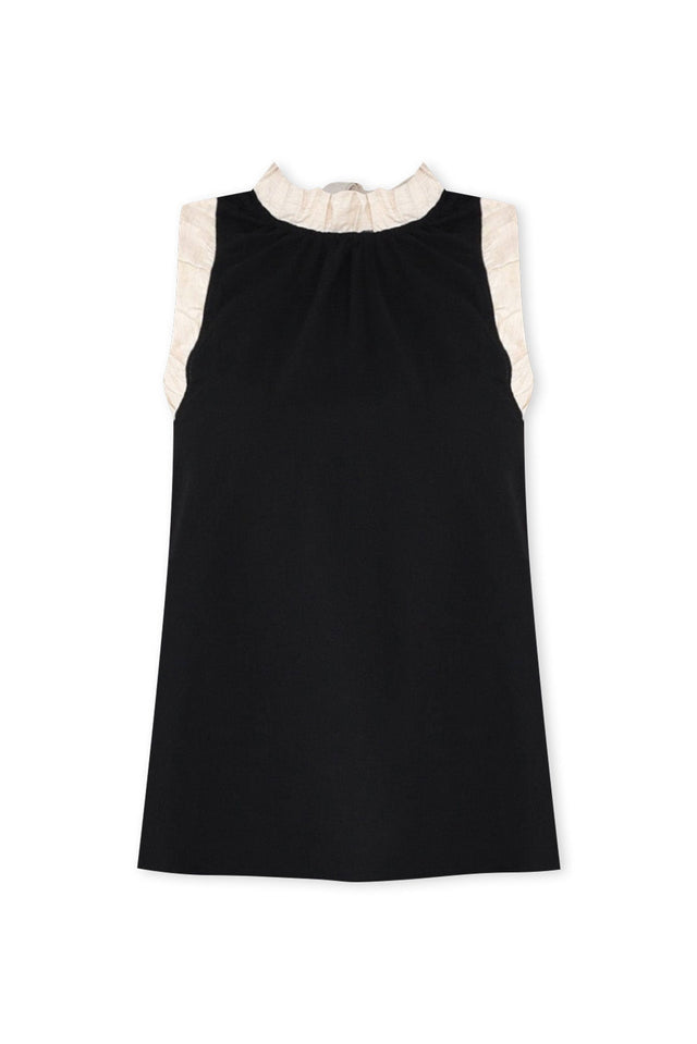 Kelley Black Trim Cotton Blend Tank,ghost-mani