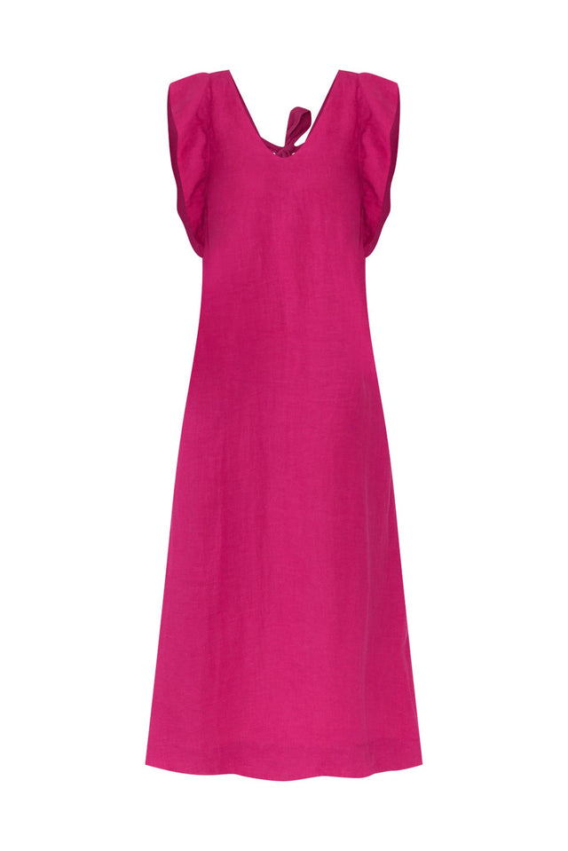 Matilda Hot Pink Pink Linen Dress,ghost-mani
