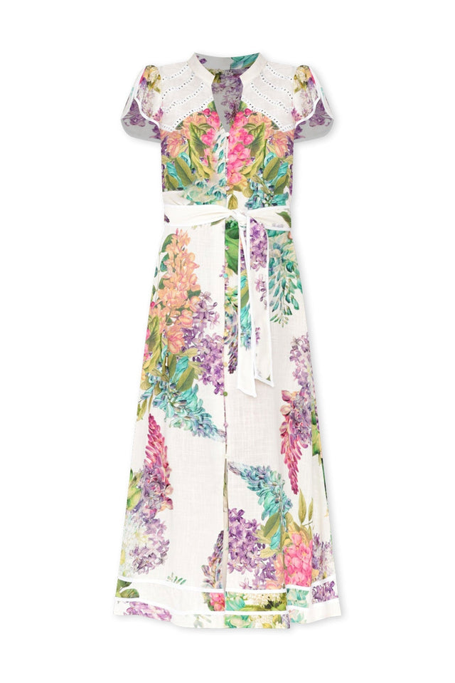 Cristina Wisteria Alba Linen Blend Dress,ghost-mani image 3