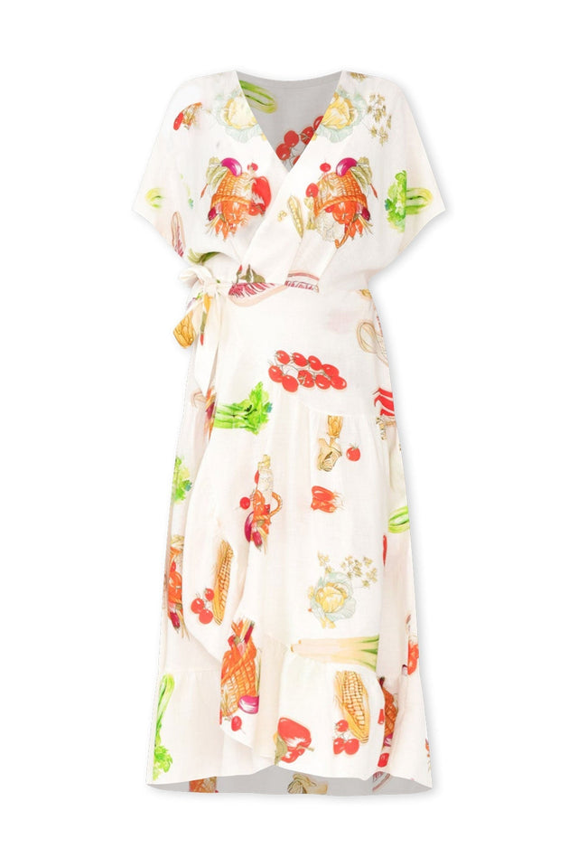 Luanne White Harvest Linen Blend Dress,ghost-mani