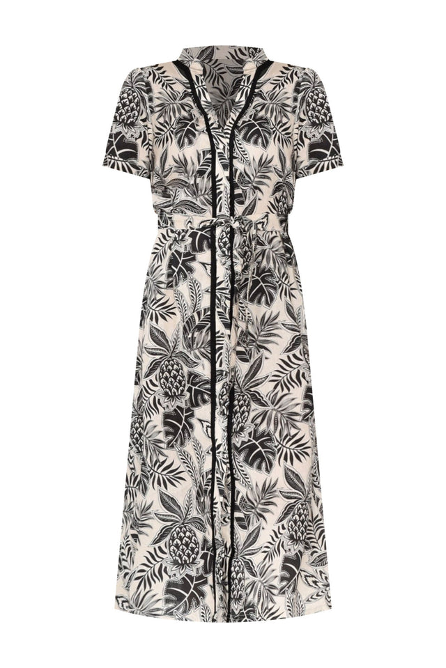 Essadora Black Leaf Linen Dress,ghost-mani