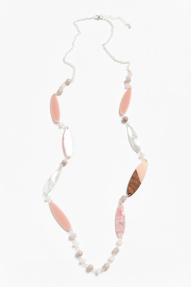 Aal Pink Beaded Leaf Necklace