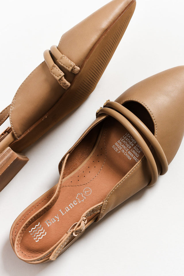 Abby Taupe Leather Slingback Mule