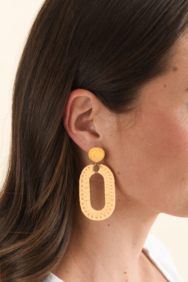 Abeni Yellow Straw Drop Earrings