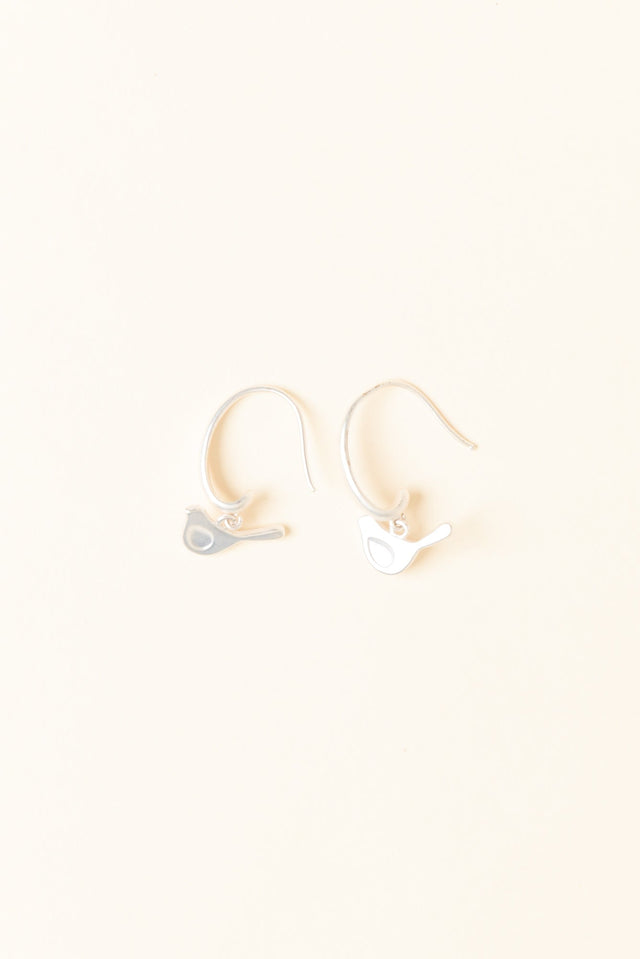 Abia Silver Bird Hook Earrings