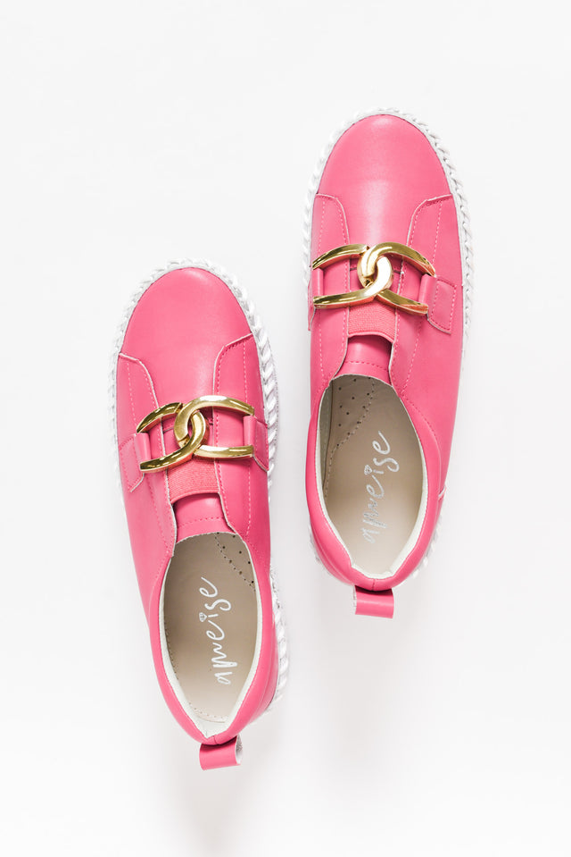 Abigail Hot Pink Leather Diamante Sneaker image 4