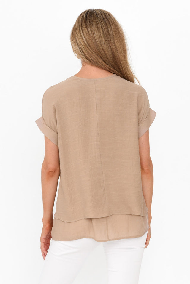 Abilene Beige Button Top image 5