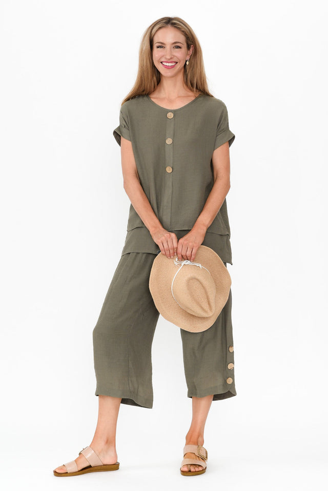 Lettie Khaki Button Pants