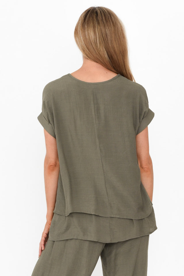 Abilene Khaki Button Top image 5