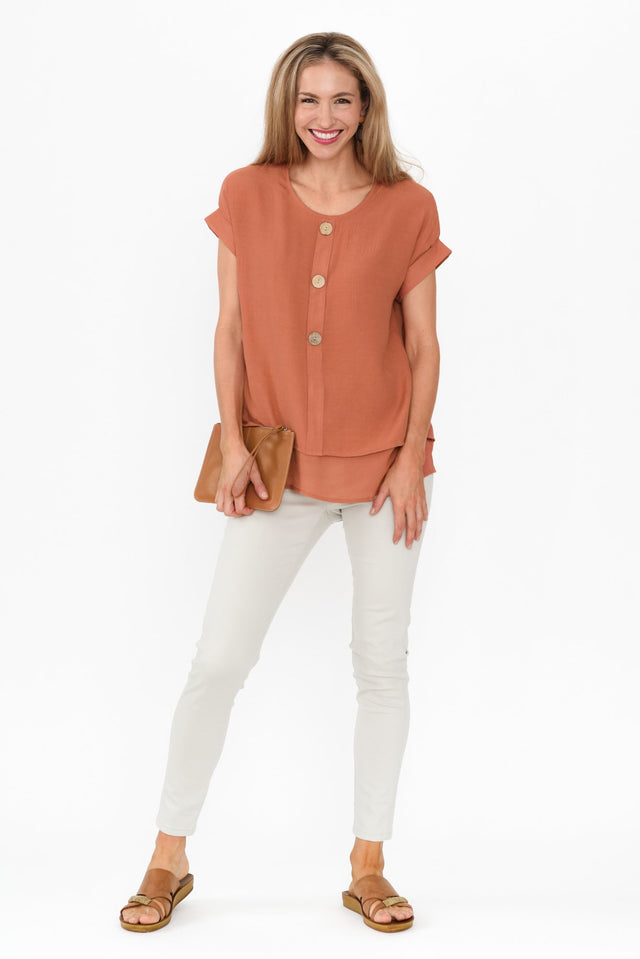 Abilene Rust Button Top