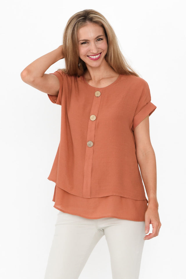 Abilene Rust Button Top