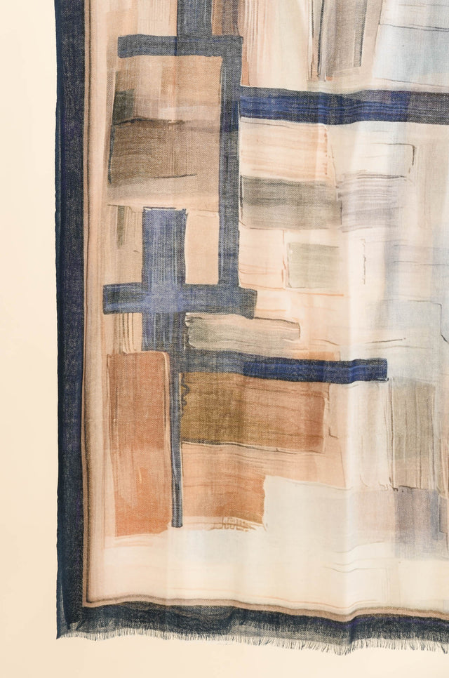 Achia Natural Abstract Merino Wool Scarf image 3