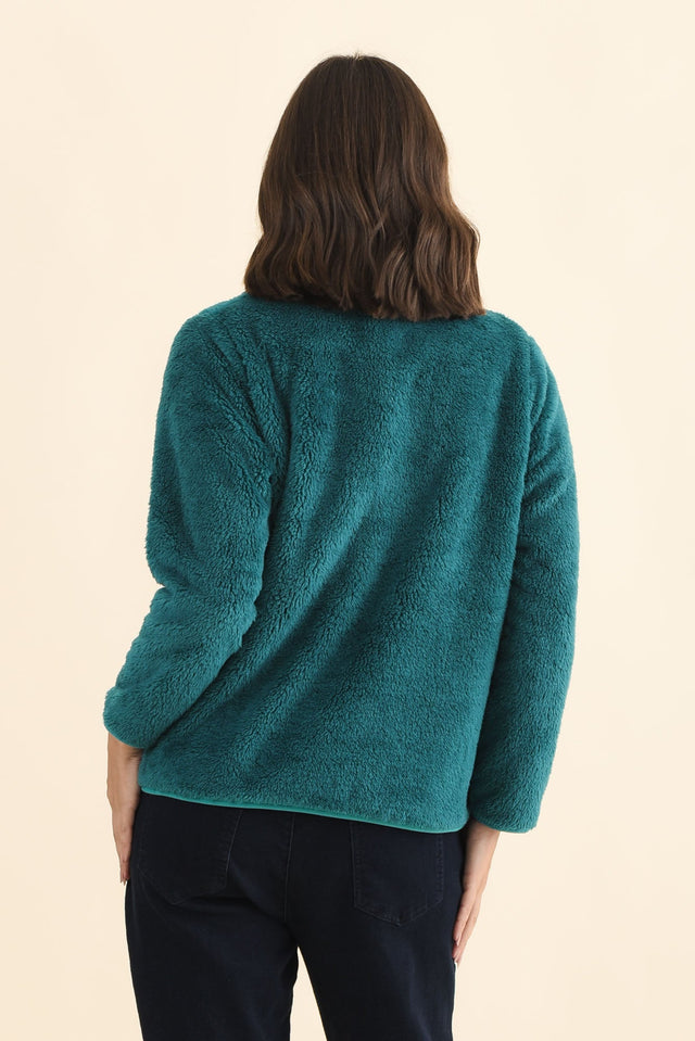 Ackerley Blue Faux Fur Jacket,Brunette model,alt text|model:MJ image 5