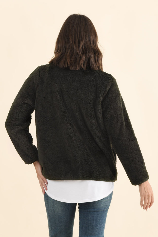 Ackerley Dark Green Faux Fur Jacket,Brunette model,alt text|model:MJ image 5
