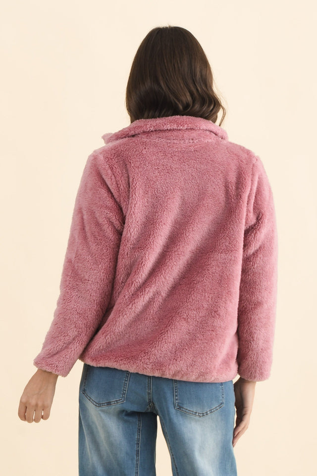 Ackerley Pink Faux Fur Jacket,Brunette model,alt text|model:MJ image 6