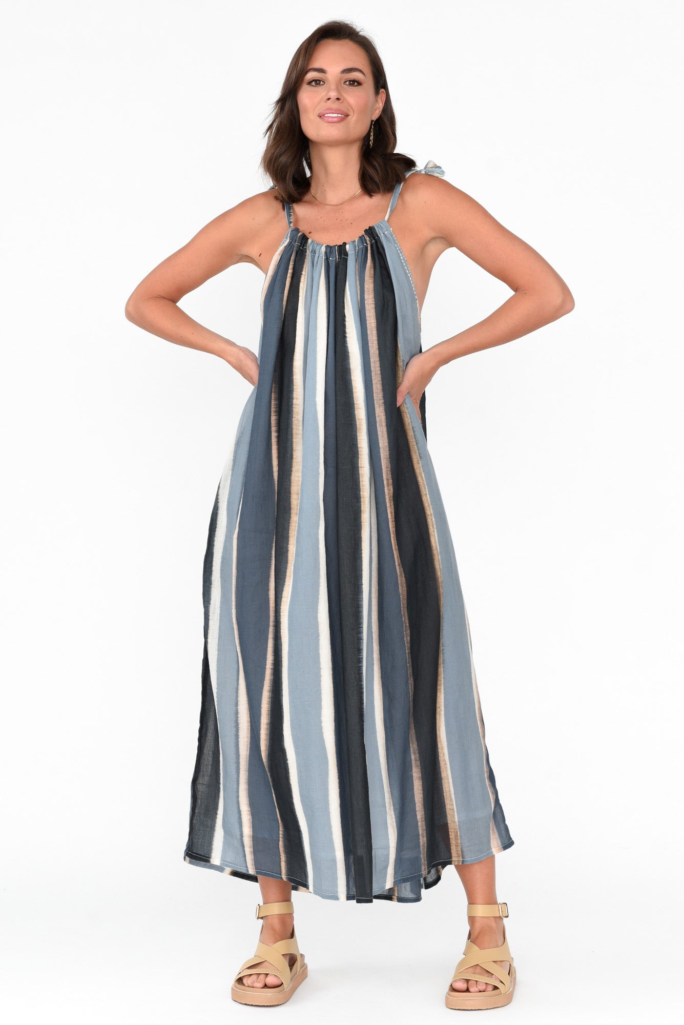 Striped halter outlet dress