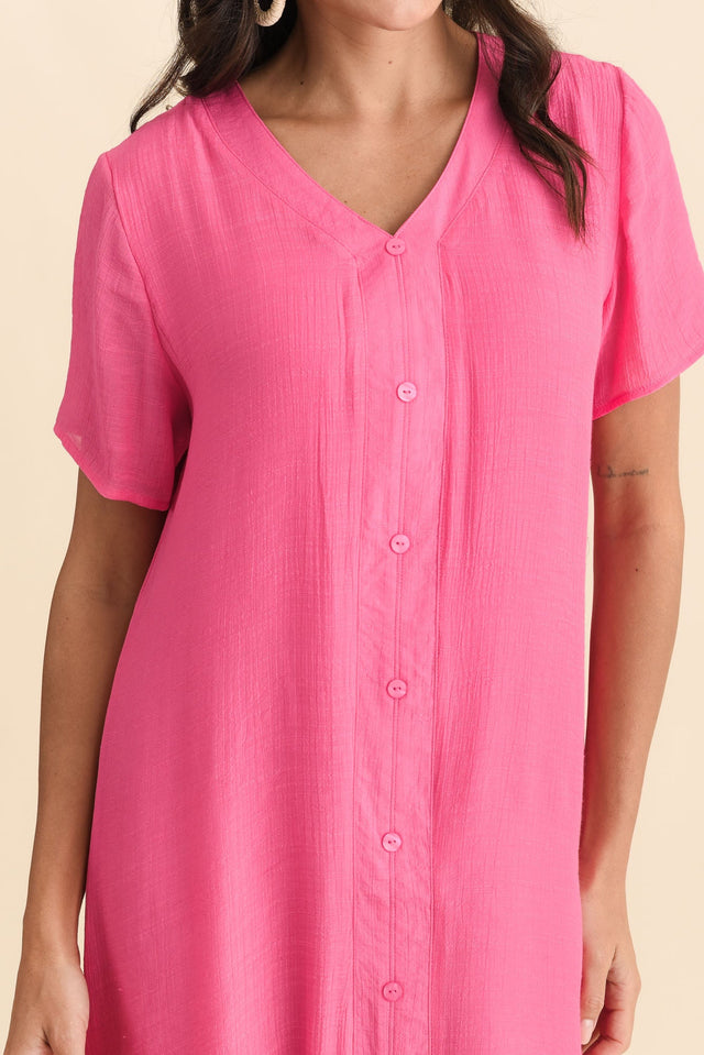 Adelaide Pink Layered Button Dress,Brunette model,alt text|model:Brontie image 6