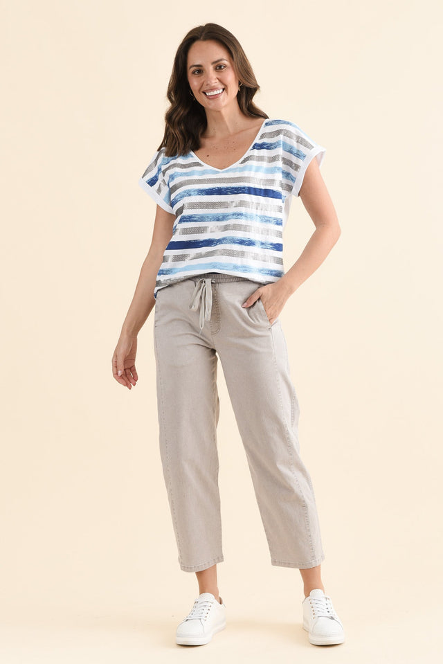 Adli Blue Stripe Cotton Sequin Tee banner image