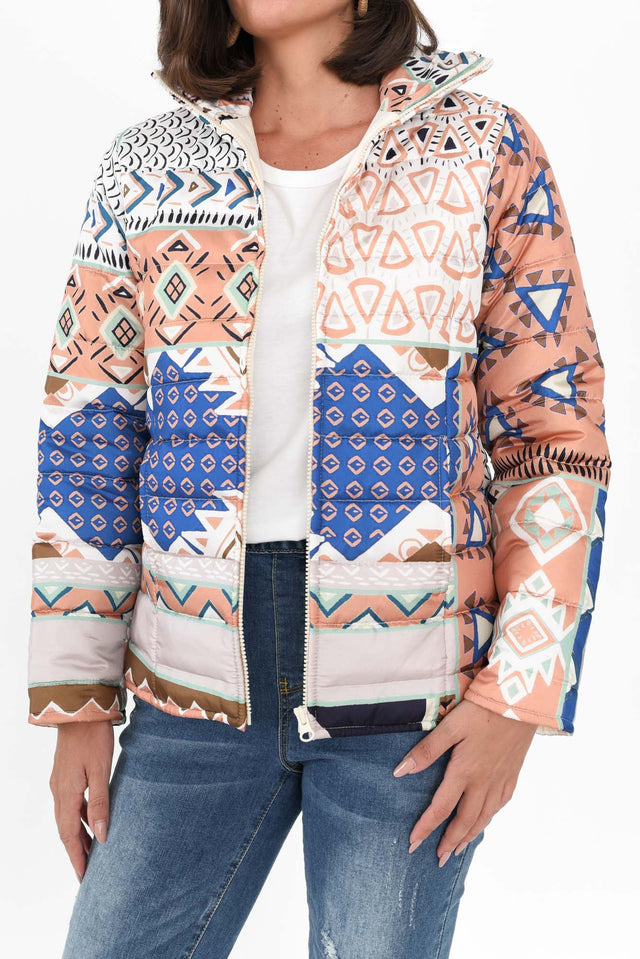 Adonis Pink Aztec Puffer Jacket image 6