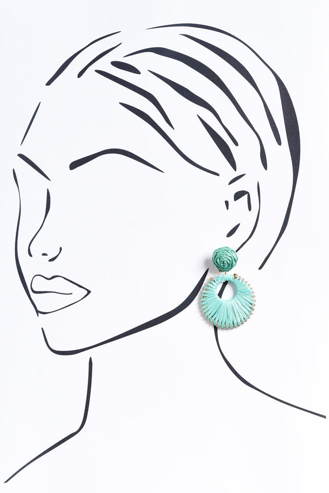 Aeliana Aqua Raffia Drop Earrings image 2