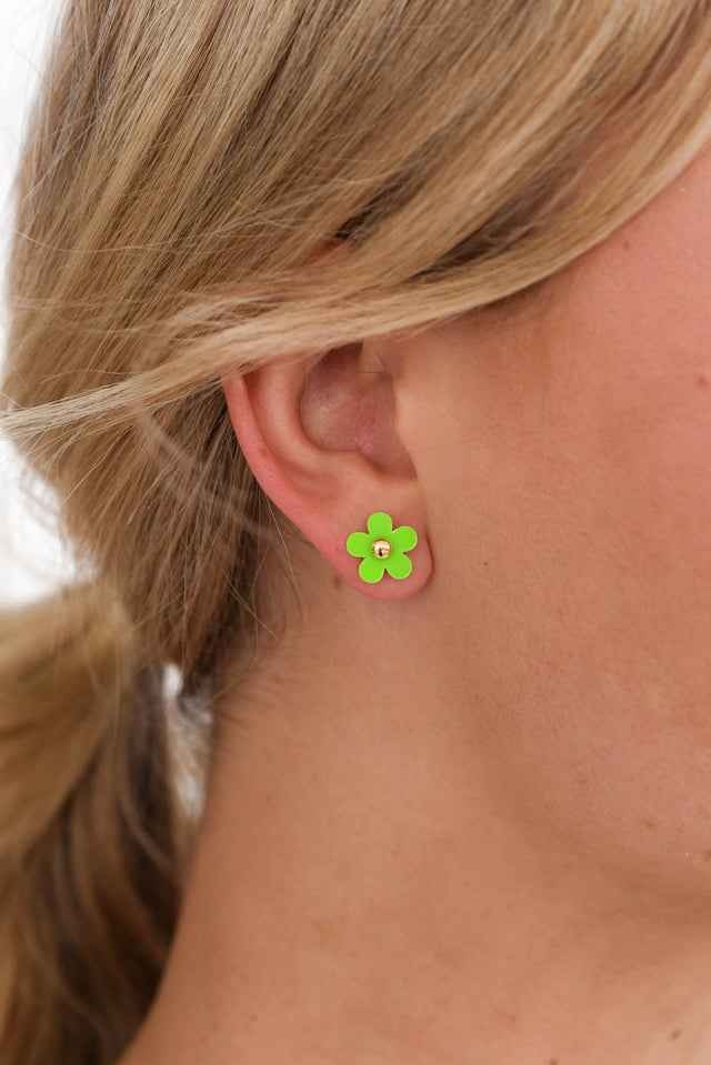 Aileen Green Flower Stud Earrings image 1