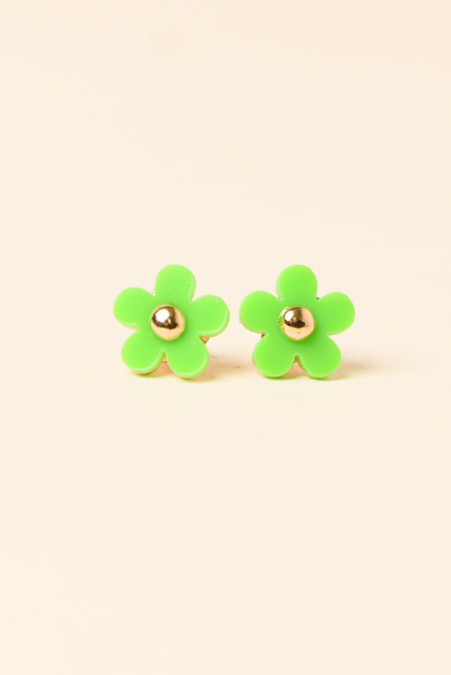Aileen Green Flower Stud Earrings image 1