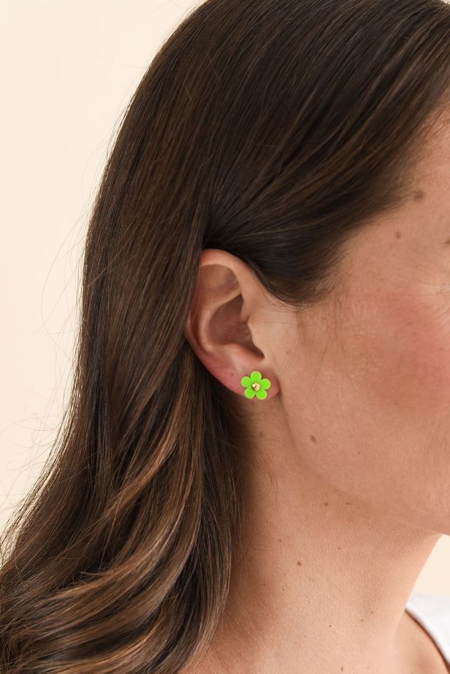 Aileen Green Flower Stud Earrings image 2